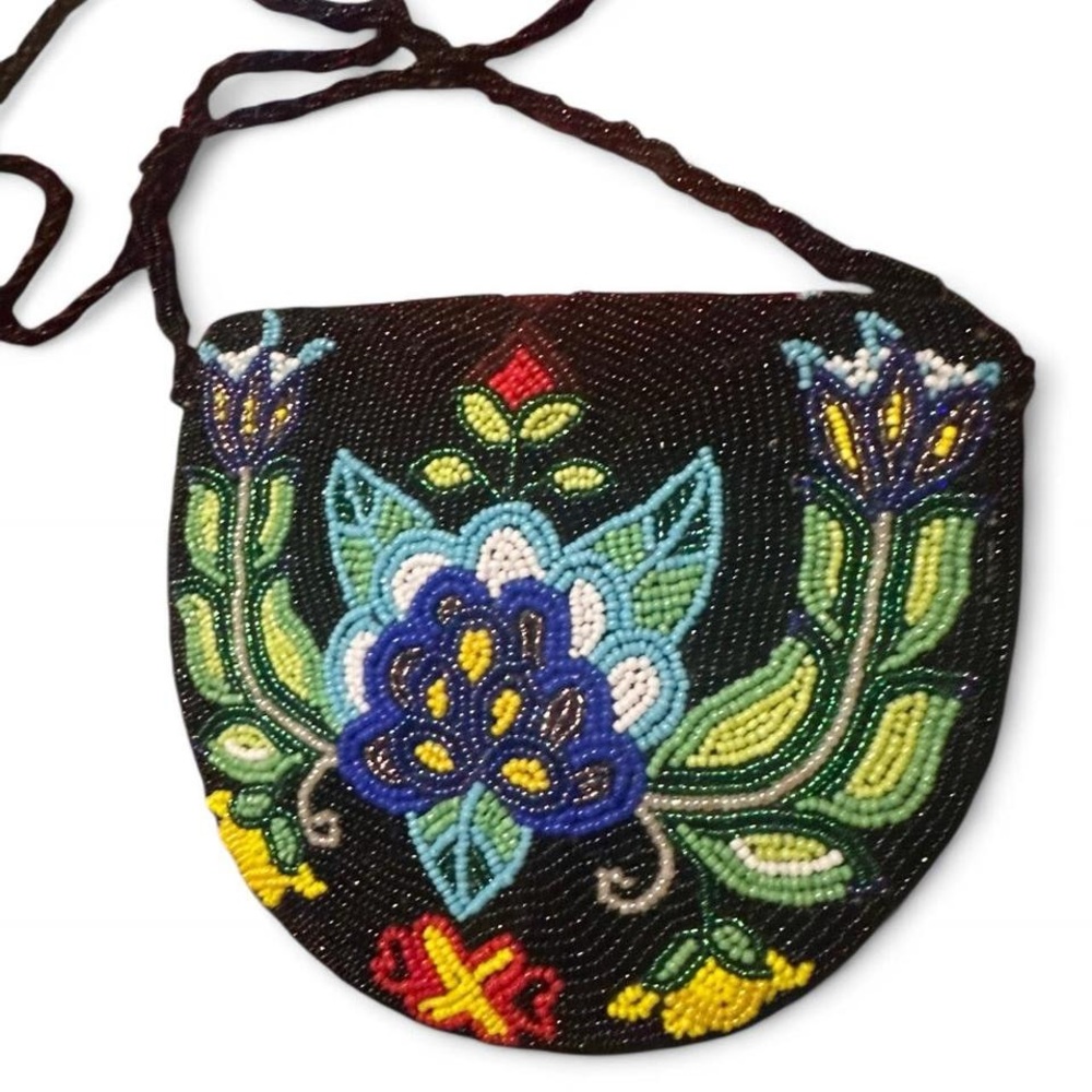Embroidered Floral Black Crossbody Bag
